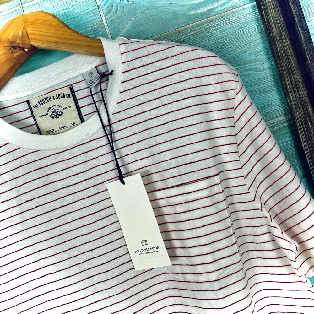 Scotch & Soda Striped “Cotton Linen Tee” 106231 - Picture 9 of 15